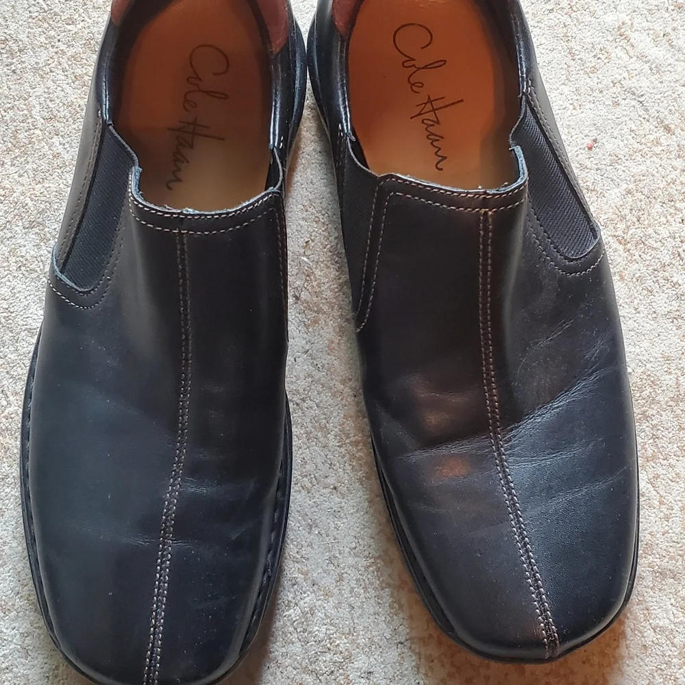 EUCCole Haan means 8.5 black‎ leather slip on shoes